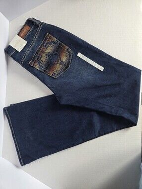 Women's Western Dark Blue Denim Jeans with Embroidered Pockets